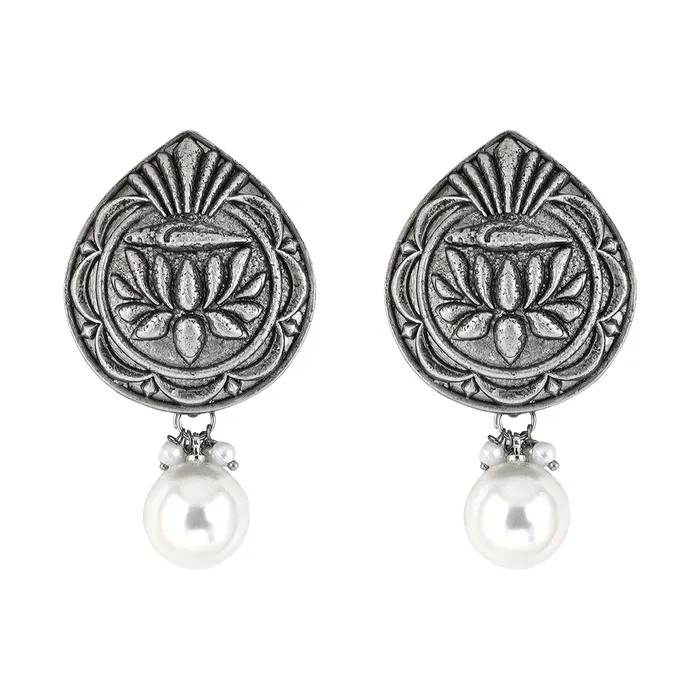 Earrings Teejh Teejh Rithanya Silver Oxidised Earrings