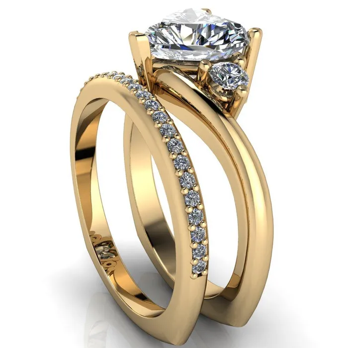 Denise Heart Moissanite Bypass Shank Diamond Ring Fire Brilliance Rings