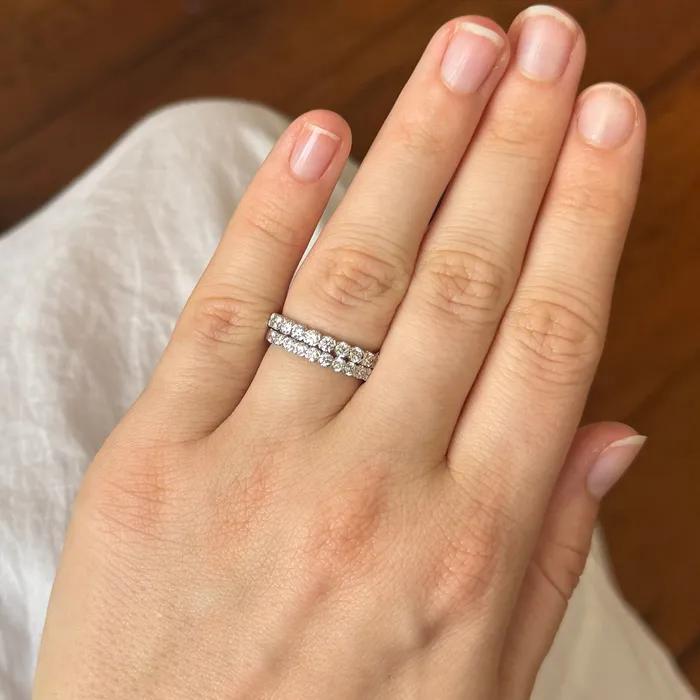 55ctw Round Diamond 18K White Gold Halfway Band Christopher Designs Rings