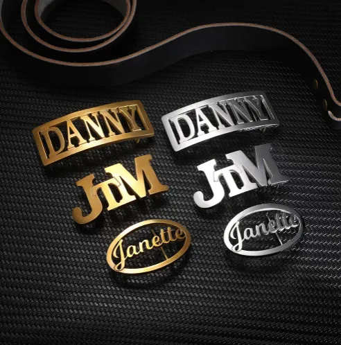 Custom Name Belt Buckle Personalized Gold Silver Oval or Rectangle for Men Women Customizable Hip Hop Fashion Accessory Belbren Necklaces