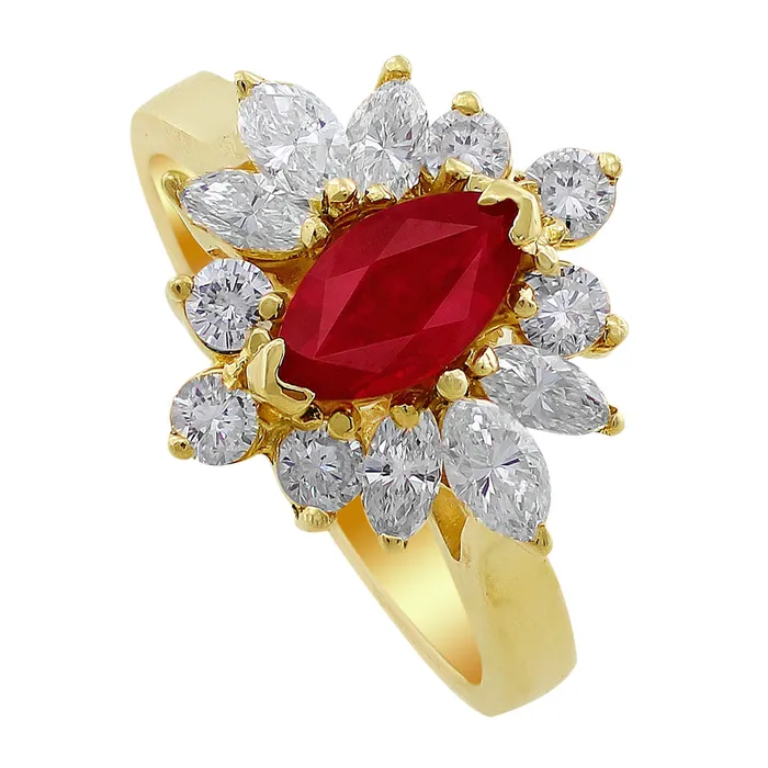 Estate Marquise Cut Ruby Diamond Ring CJ Charles Jewelers Rings