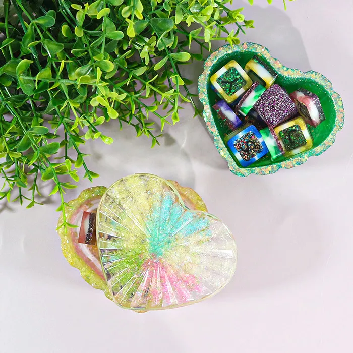 IntoResin Heartshaped Striped Storage Box Resin Mold Necklaces