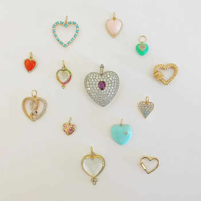 Necklaces Lawson Dahl Lawson Dahl Pink Sapphire Mini Love Heart Pendant