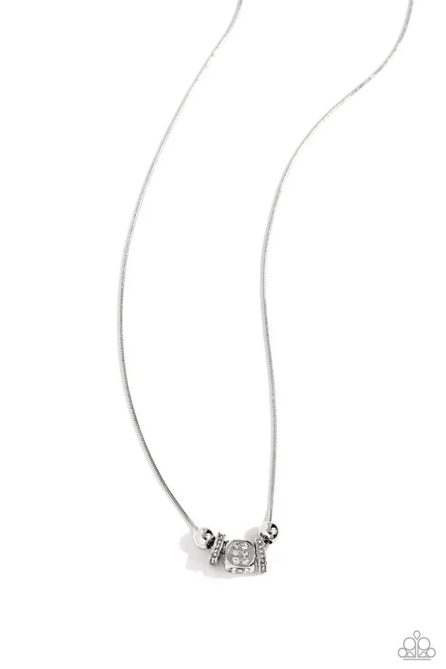 Paparazzi Jewelry Necklaces Paparazzi Necklace Rolling the Dice White