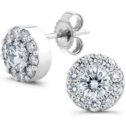 Earrings GB 25 Carats Round Cut Halo Natural Earth Mined Diamond Stud Earring Solid White Gold Earrings GB 25 Carats Round Cut Halo Natural Earth Mined Diamond Stud Earring Solid White Gold