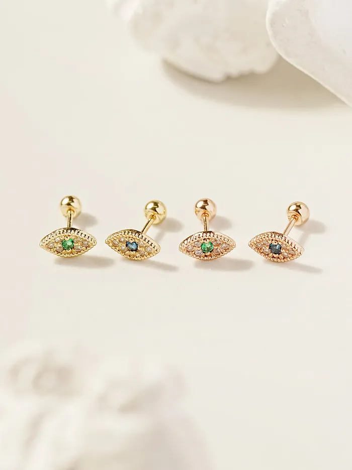 14K Gold Piercing Evil Eye Cartilage Earring 20g MinimalBijoux Earrings