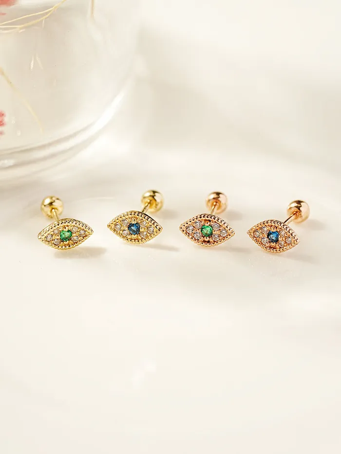 14K Gold Piercing Evil Eye Cartilage Earring 20g MinimalBijoux Earrings