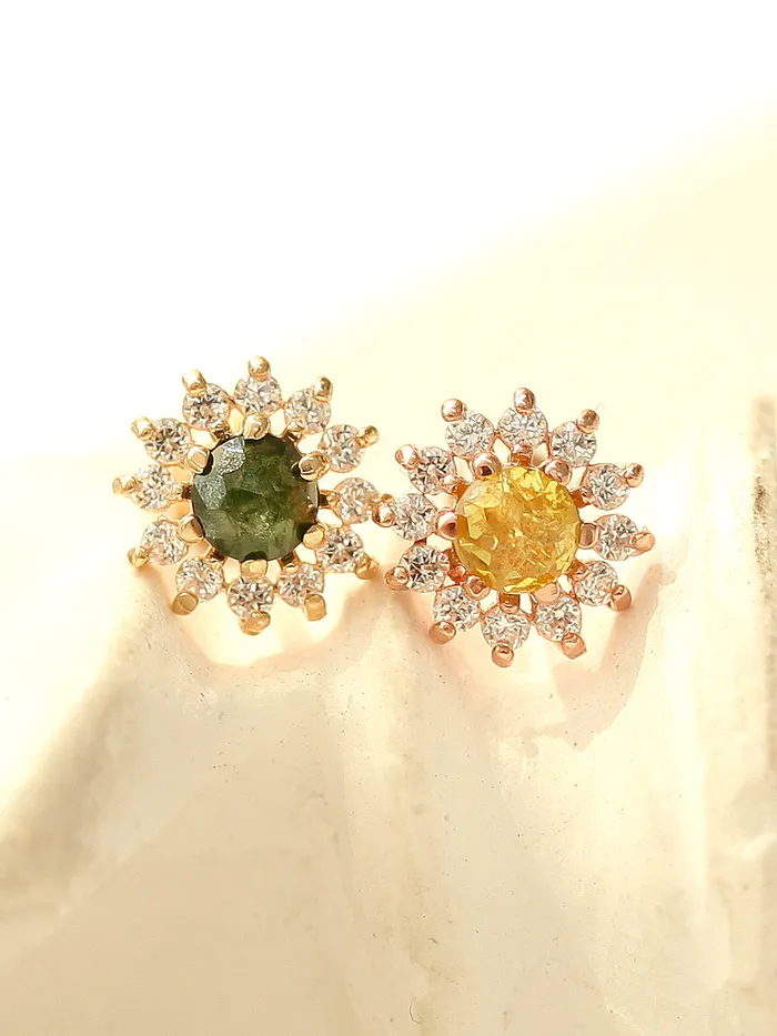 14K gold sun flower Rough Diamond cartilage earring 20g MinimalBijoux Earrings