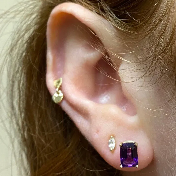 14K Yellow Gold Emerald Cut Amethyst Earrings 191 Carats Moriartys Gem Art Earrings