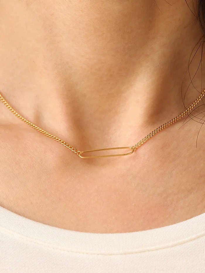 925 Silver Clip Necklace MinimalBijoux Necklaces
