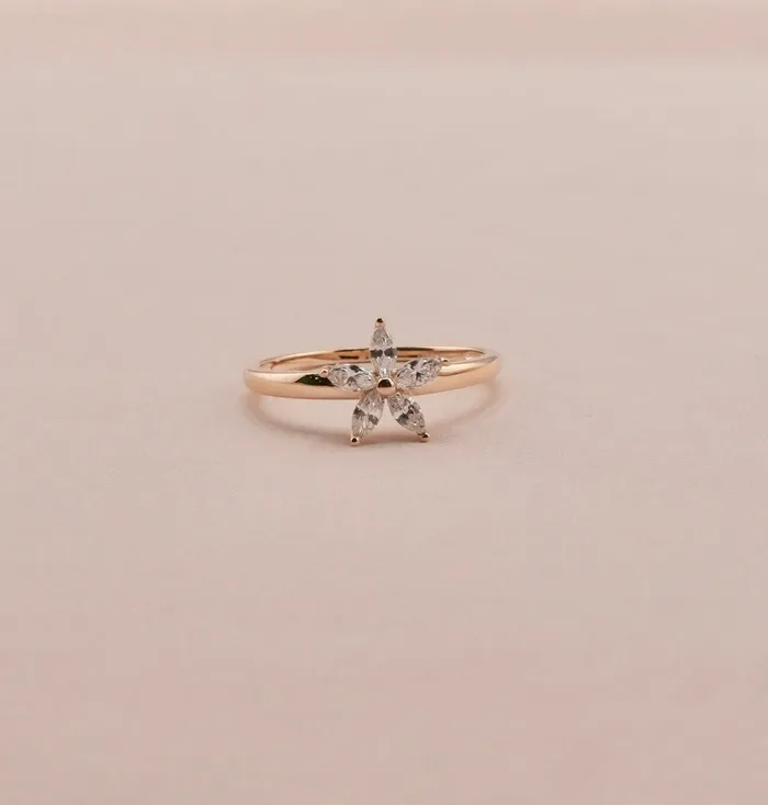 AB and J 14K Gold Flower Womens Ring RG3221 Rings