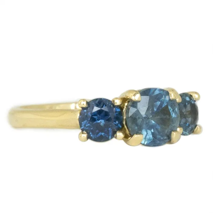 Brume Rings 178ct Blue Montana Sapphire Three Stone Ring in 18k Yellow Gold