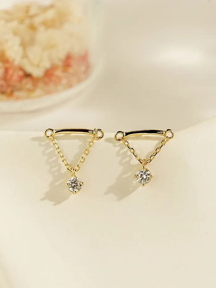 Earrings MinimalBijoux 14K Gold Internally Threaded Moissanite Dia Hidden Helix Drop Cubic Labret Piercing 18G16G