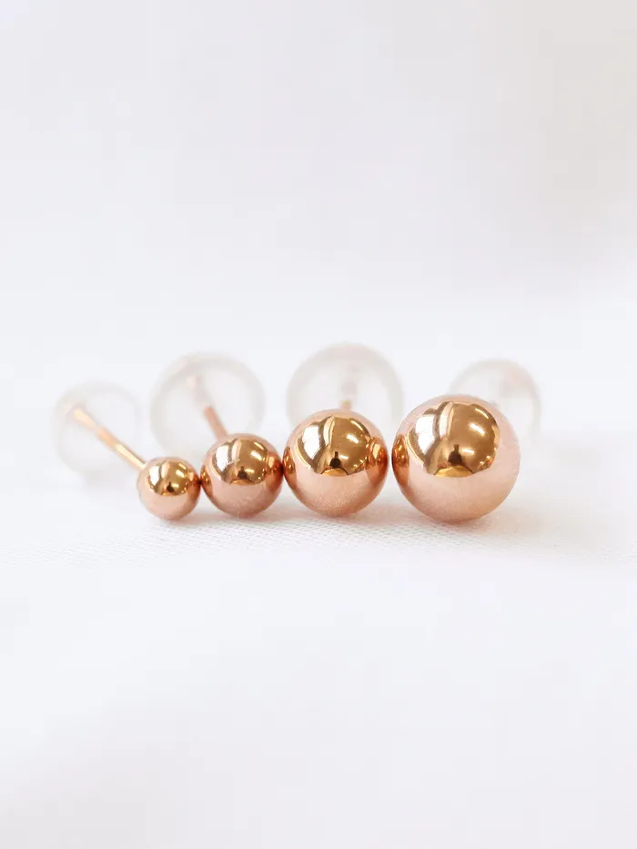 MinimalBijoux Earrings 14K Gold Ball stud earring 3mm4mm5mm6mm