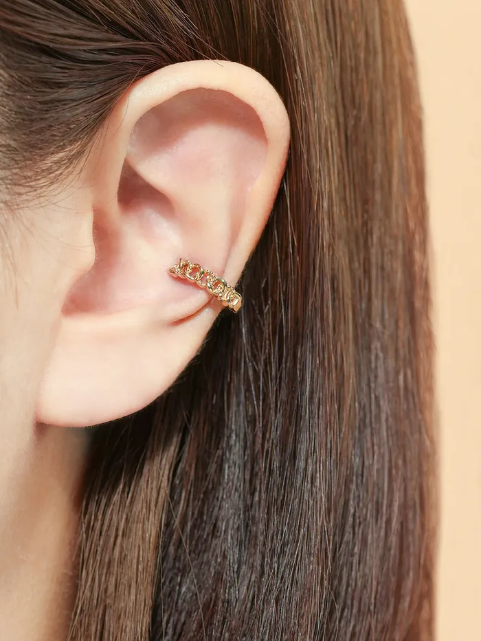MinimalBijoux Earrings 14K Gold Dot Chain Ear cuff