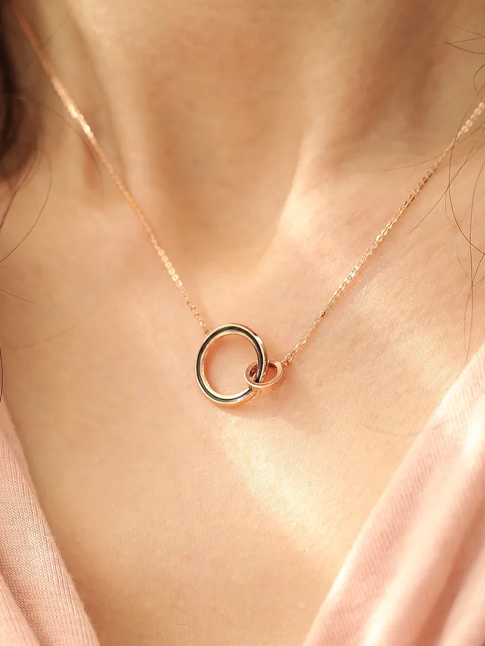 MinimalBijoux Necklaces 14K 18K Gold Double Circle Black Necklace