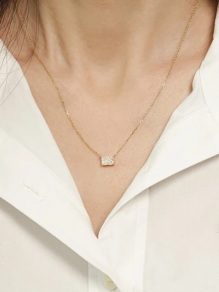 Necklaces MinimalBijoux 14K 18K Moissanite Radient Cut Necklace
