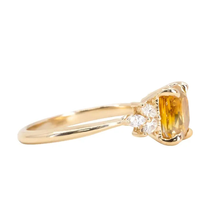 Rings 251ct Bicolor Orange White Sapphire Radiant Cut Marquise Diamond Cluster Ring in 14k Yellow Gold Anueva Jewelry