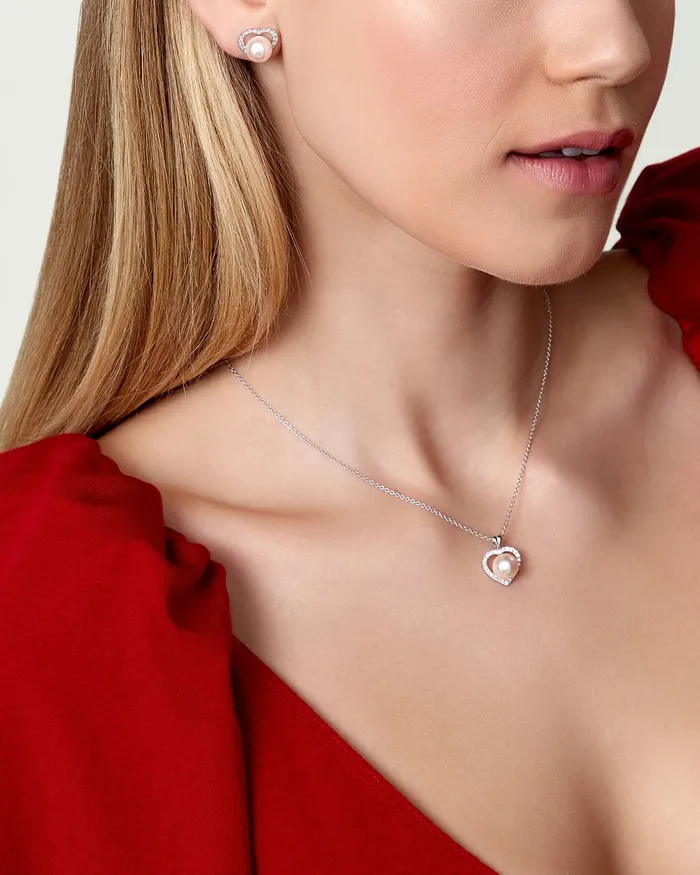 SPT Necklaces Akoya Pearl Diamond Amour Pendant