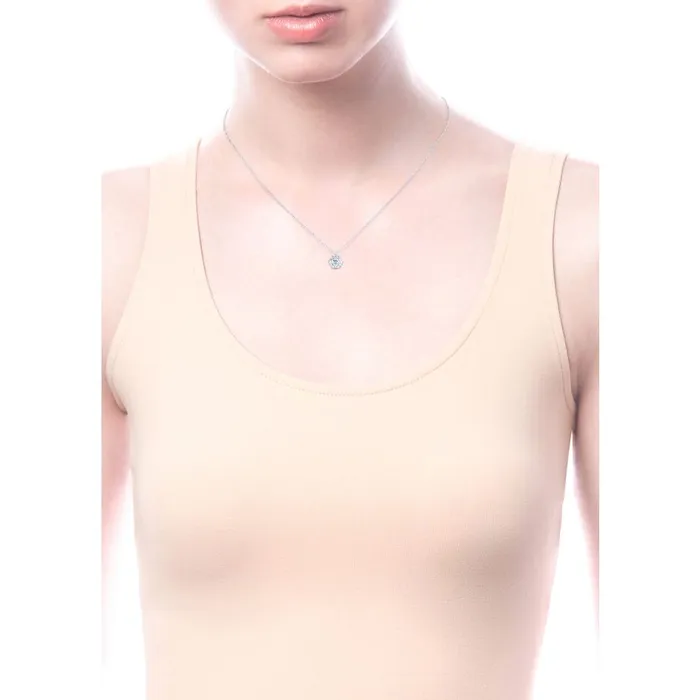 International Diamond Center Necklaces Gabriel Messier Collection White Gold Diamond Pendant Necklace with Halo 039 CTW