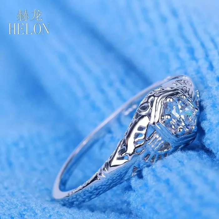 Luxus Moissanite Rings Jewelry Rings White Gold Plated Silver Vintage Moissanite Ring 03ct