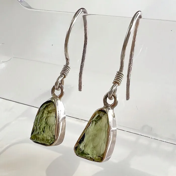 Magic Crystals Earrings Authentic Moldavite Earrings Drop Earrrings