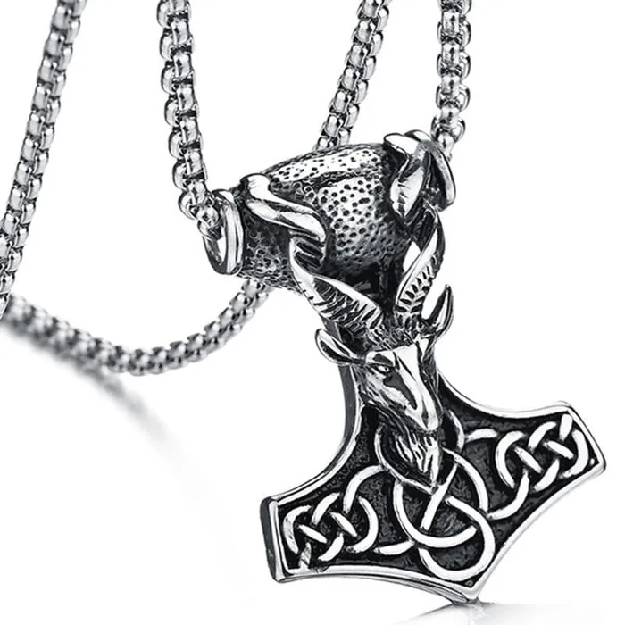 Necklaces Thor Hammer Necklace Ram Head Valhalla Vikings