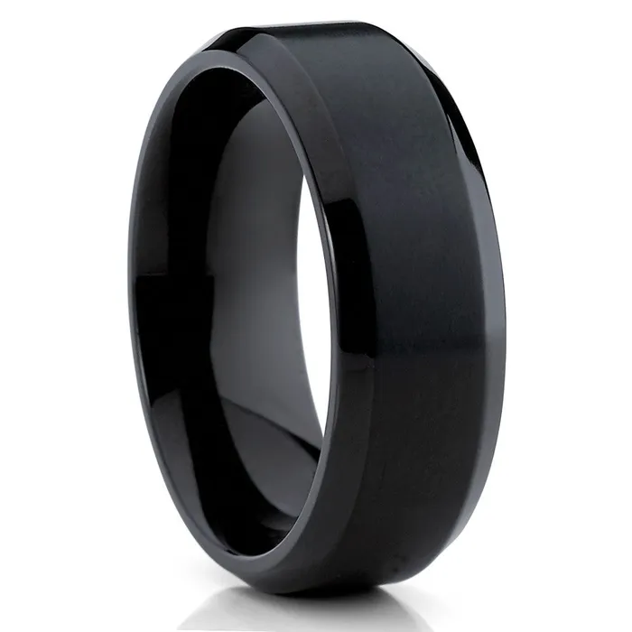 Rings Clean Casting Jewelry Black Titanium Ring Titanium Wedding Band Matte Ring Black Wedding Ring Black Titanium