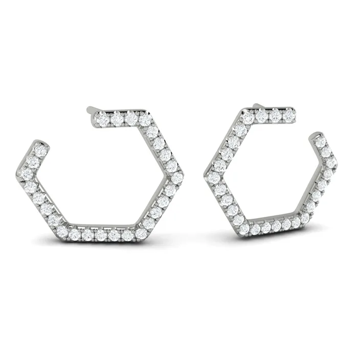 Shop IDC estore Vlora Serafina 14K Diamond ForwardFacing Honeycomb Open Hoop Earrings 059CTW Earrings