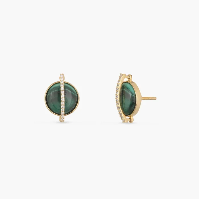 SILVER Earrings Malachite Eye Silver Stud Earrings
